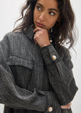 mf2615009-Oversize overshirt with pearl button detail-Dark Grey