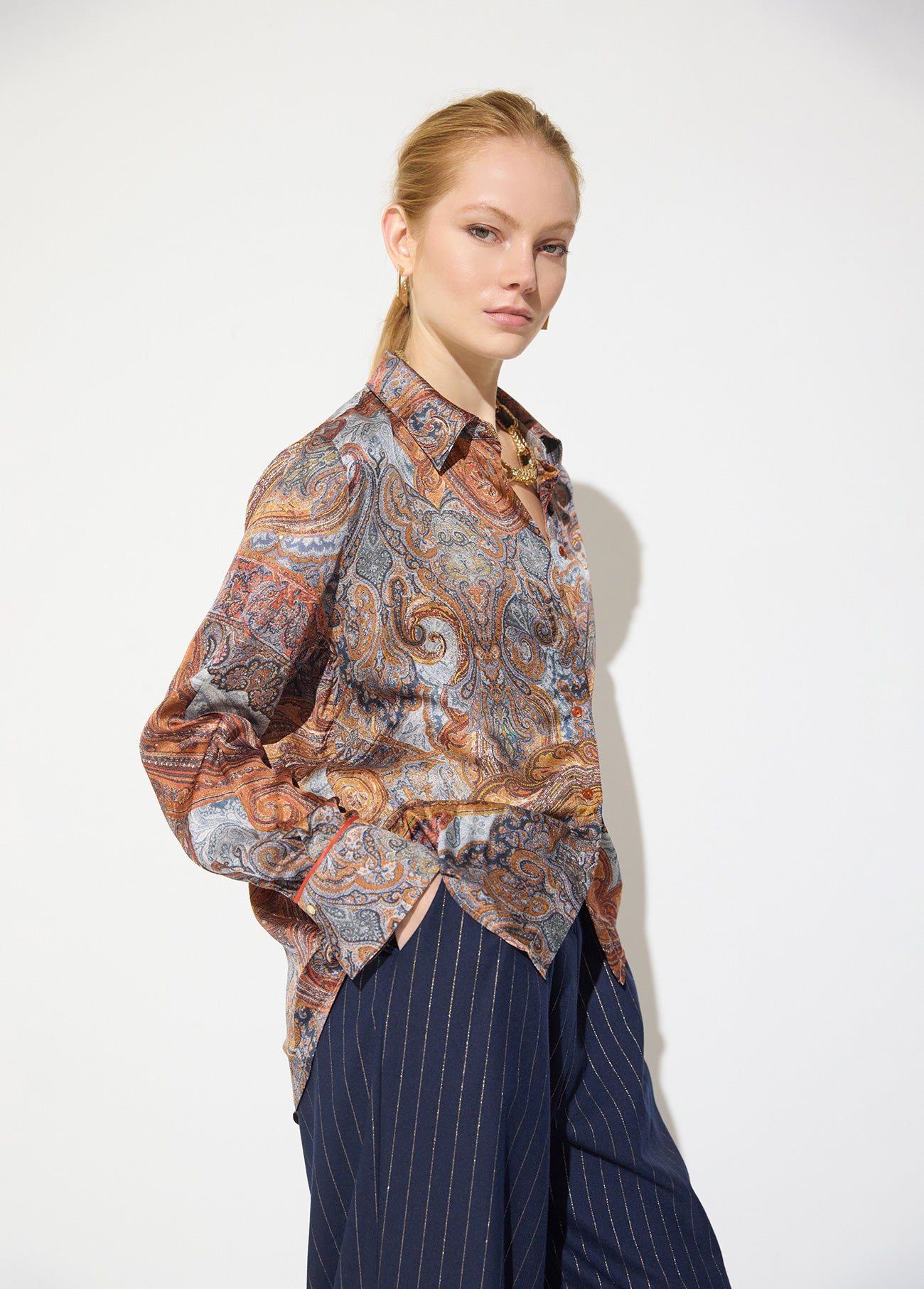 mf2615011-Regular printed shirt with contrasting piping-Blue-Multicolor