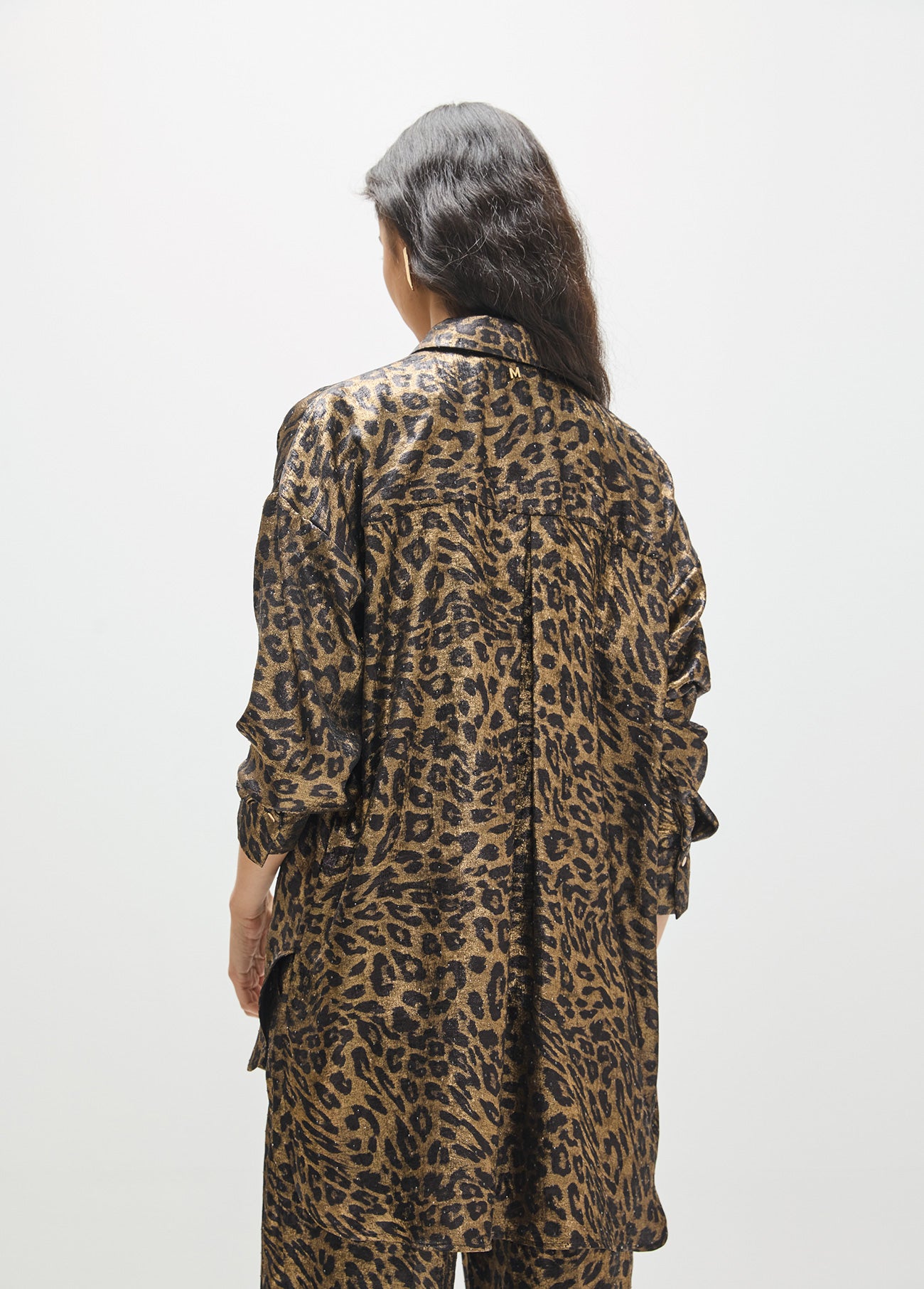 mf2615037-Oversized shirt fantasy fabric-Brown-Multicolor