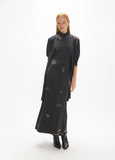 mf2616003-Sleeveless, long circular dress with strass detail positioned drawings-Black