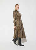 mf2616004-Printed animal dress with gold buckle belt-Brown-Multicolor