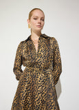 mf2616004-Printed animal dress with gold buckle belt-Brown-Multicolor