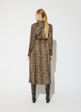 mf2616004-Printed animal dress with gold buckle belt-Brown-Multicolor