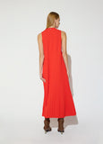 mf2616014-Sleeveless pleated v-neck dress-Red