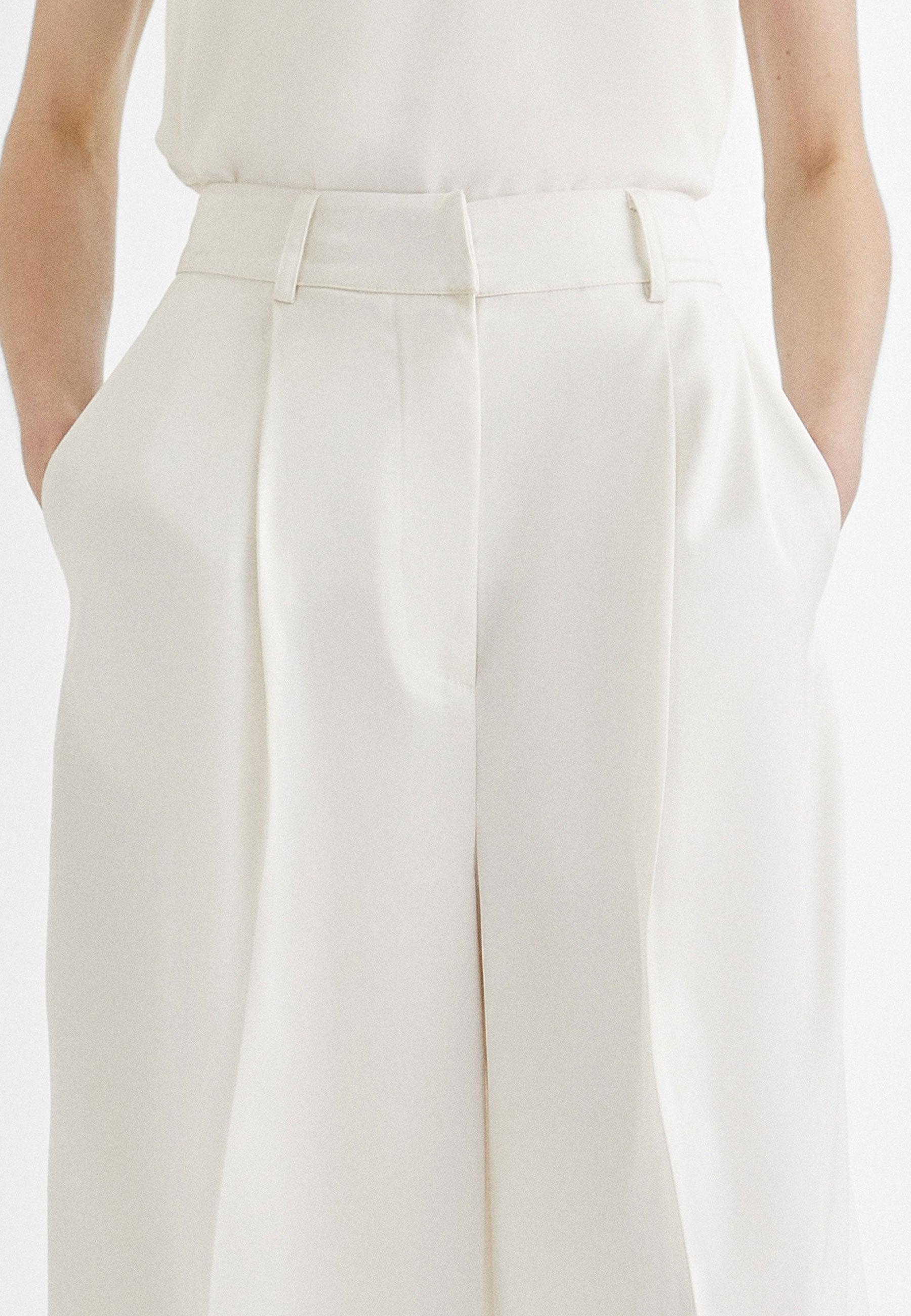 MS2414002-Ecru-Flowing darted trousers