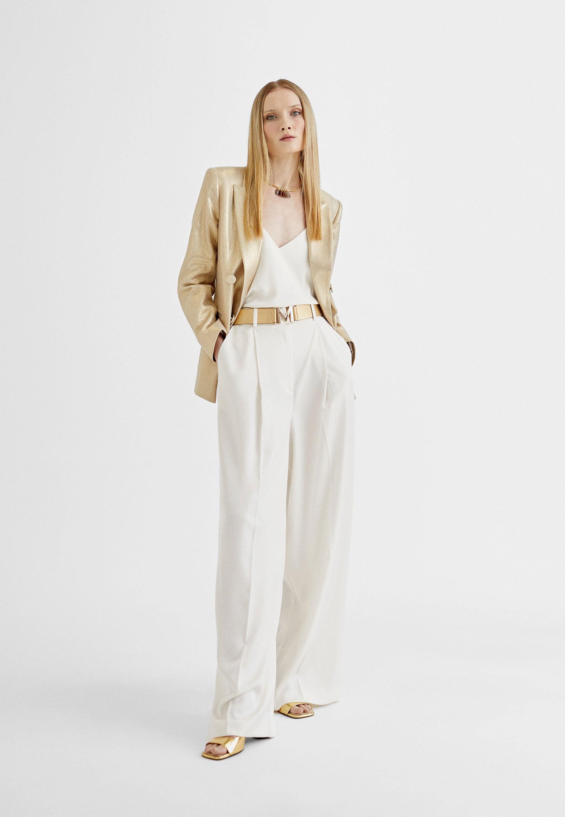 MS2414002-Ecru-Flowing darted trousers