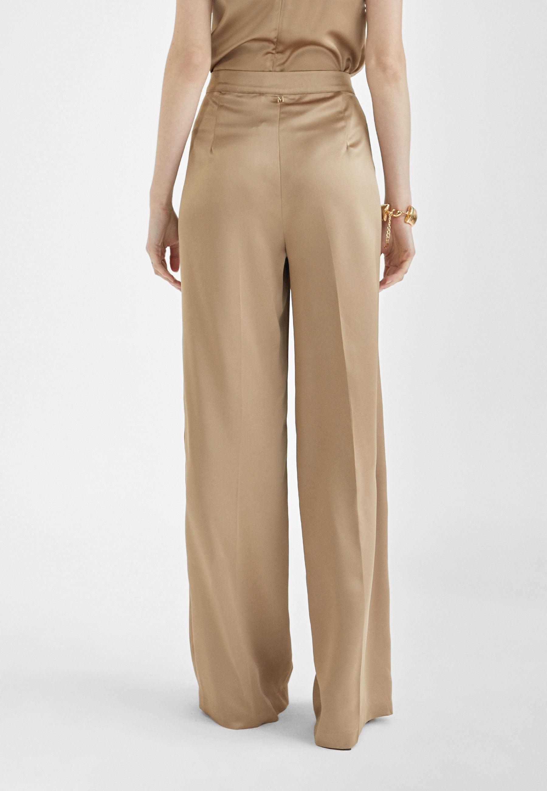 MS2414006-Beige-Straight satin trousers