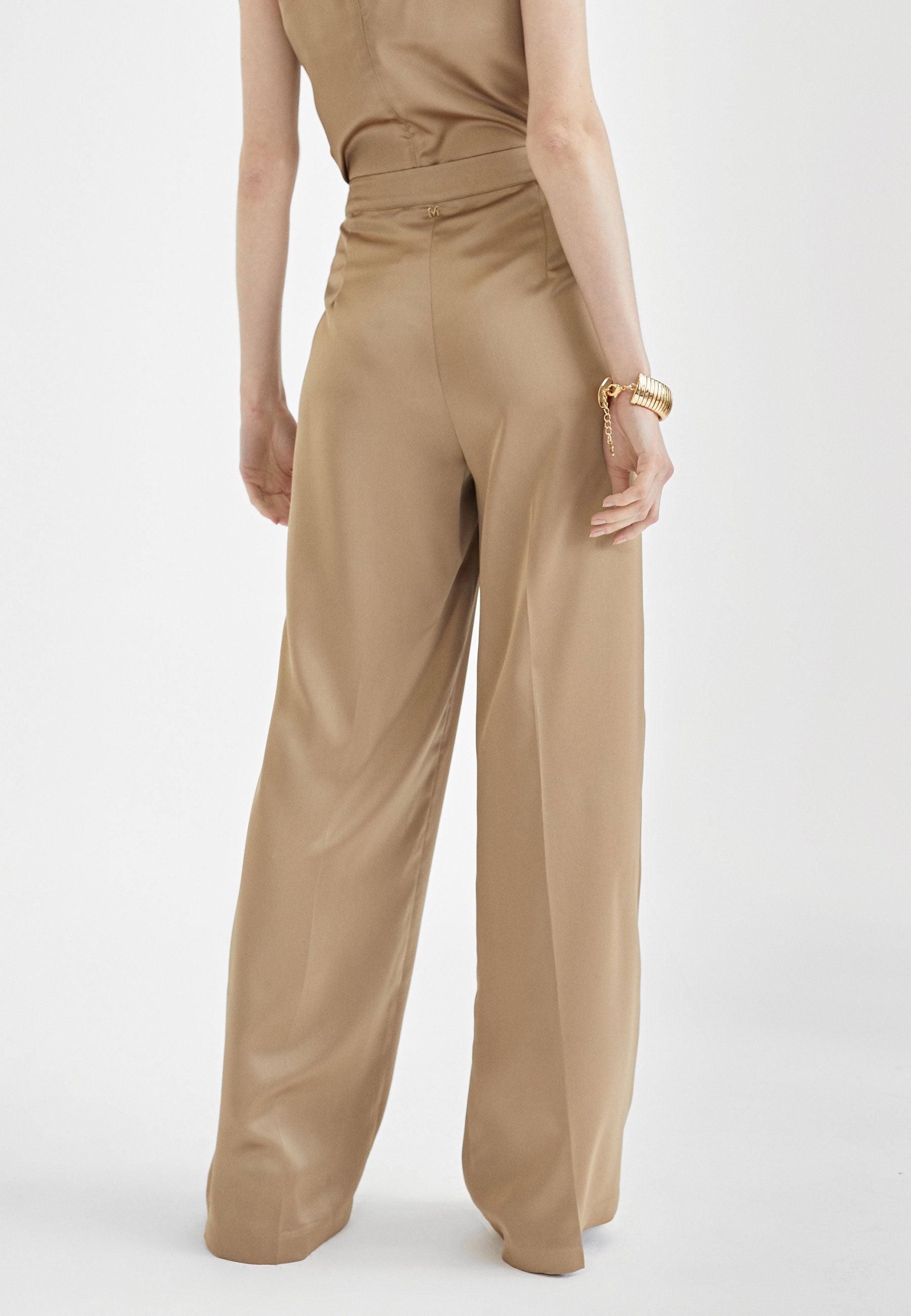 MS2414006-Beige-Straight satin trousers