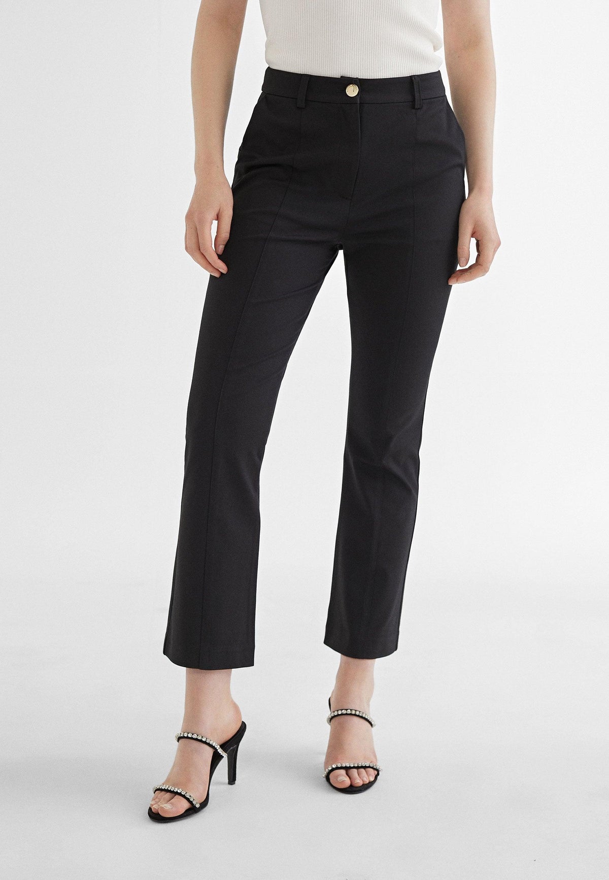 MS2414019-Black-Flared knit trousers