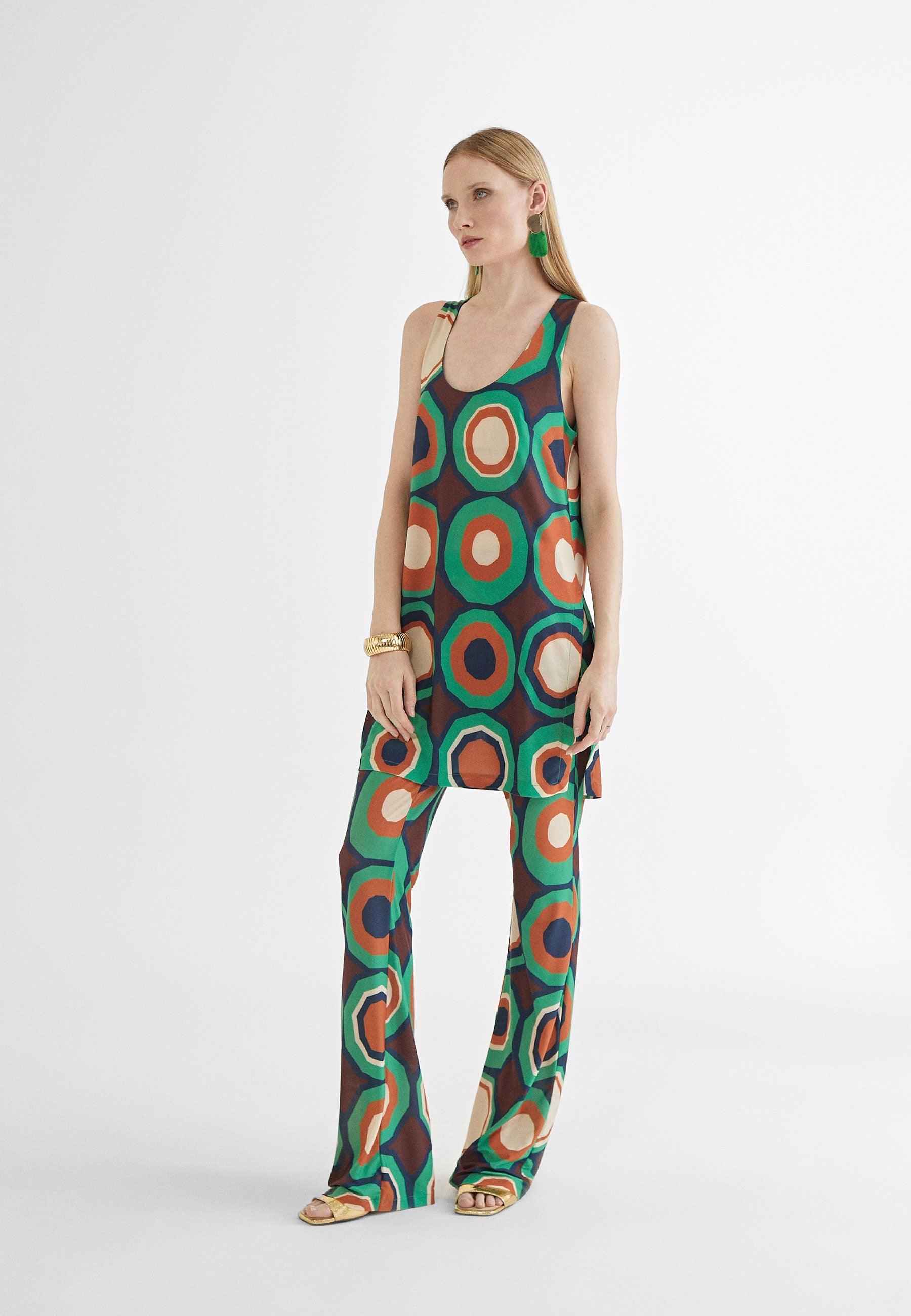 MS2414023-Green-Orange-Knit trousers with print