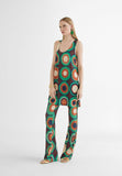 MS2414023-Green-Orange-Knit trousers with print