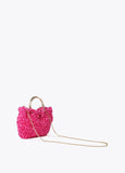 Mini floral fabric bag with metal handles
