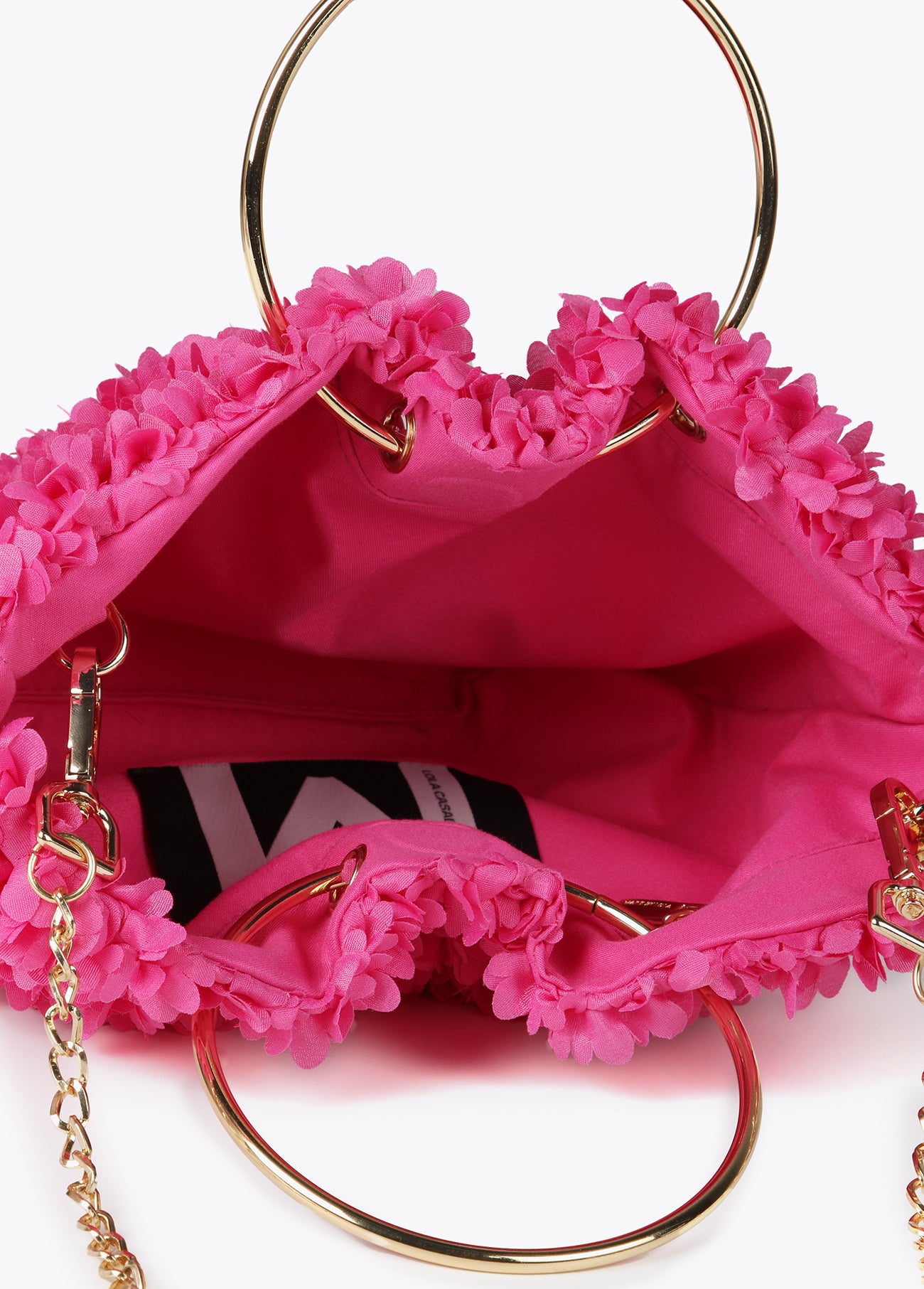 Mini floral fabric bag with metal handles