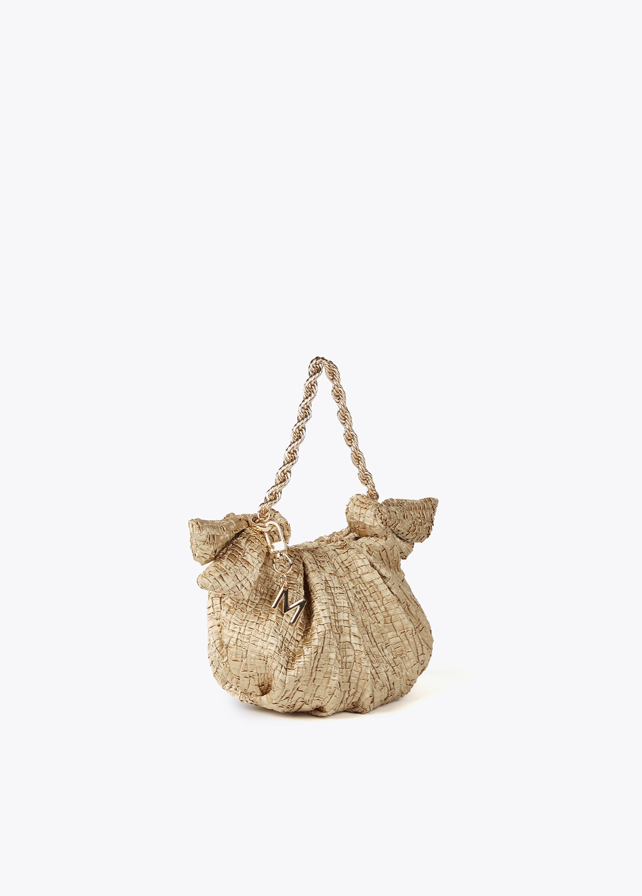 Mini satin bag with side ties