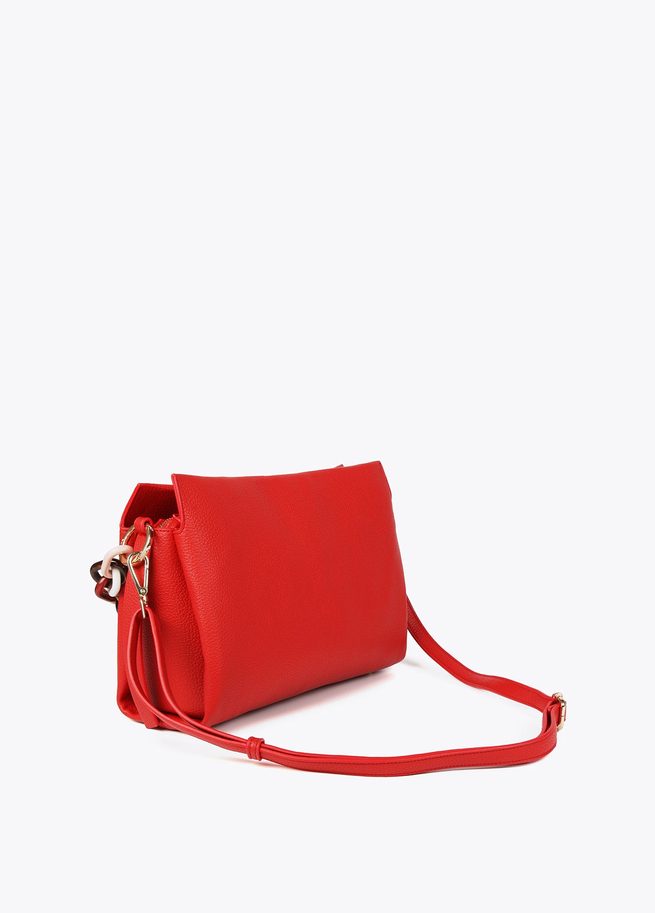 Large faux leather bag with multicoloured strap