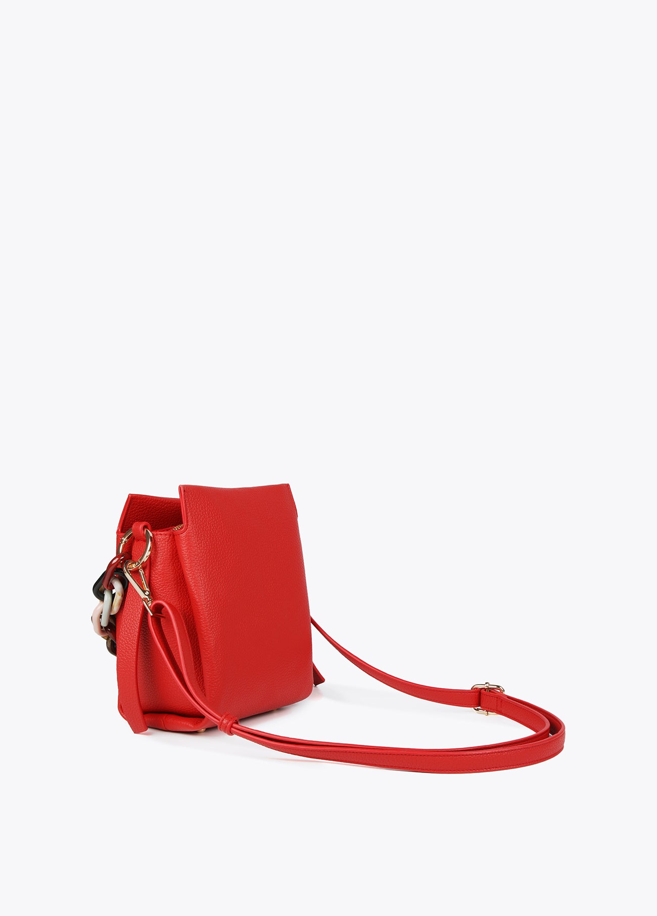 Faux leather crossbody bag with multicoloured strap