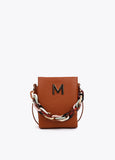 Faux leather crossbody bag with multicoloured strap