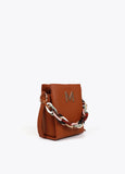 Faux leather crossbody bag with multicoloured strap