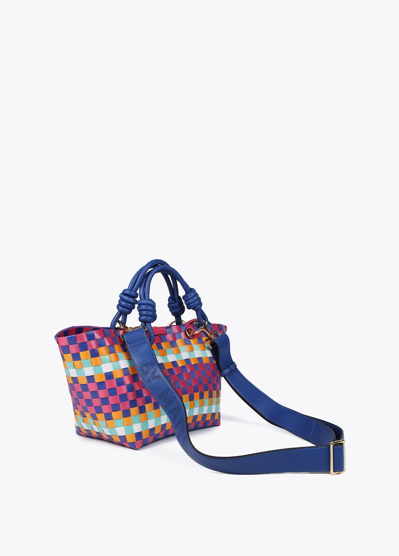 Small multicoloured woven tote bag