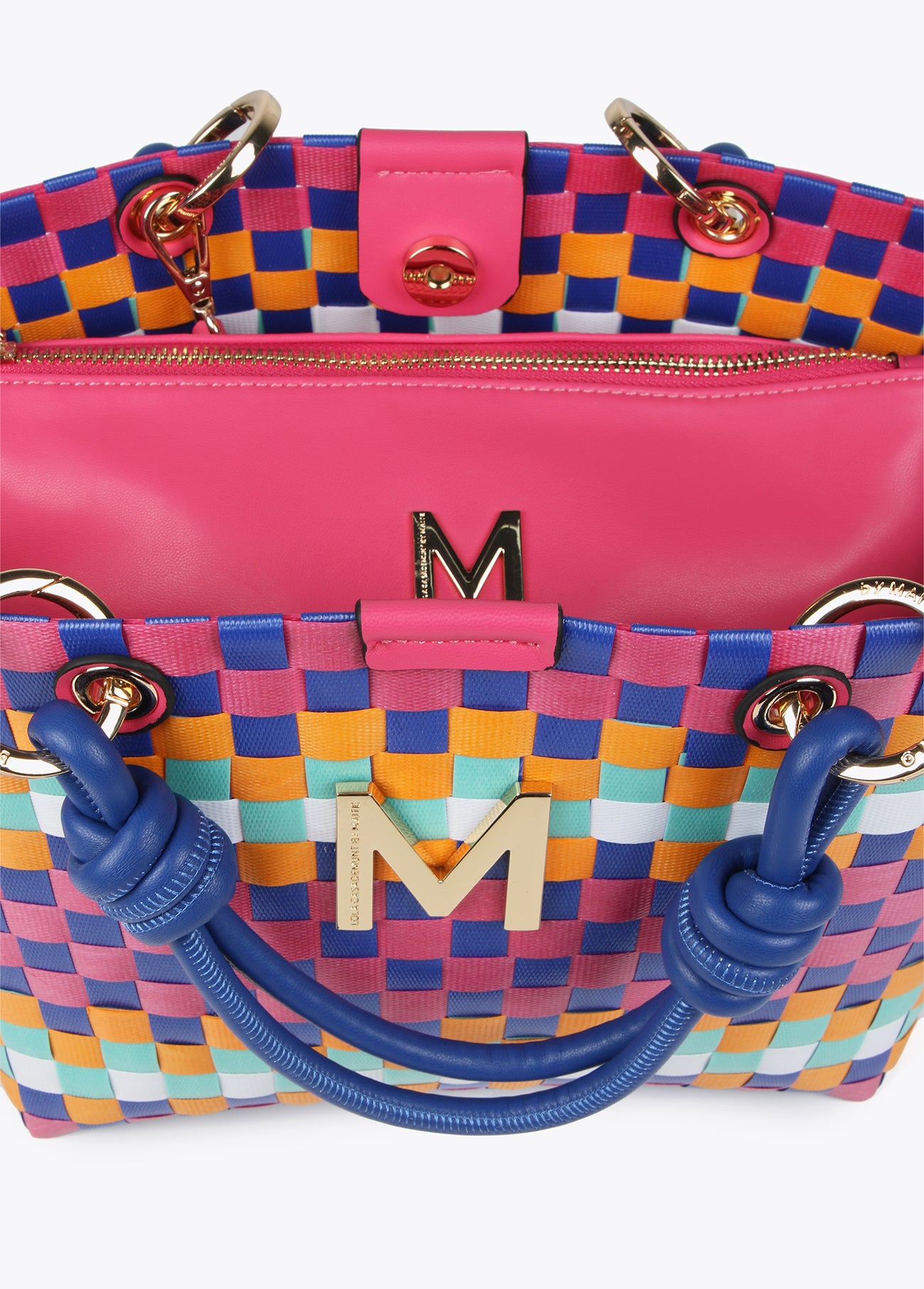 Small multicoloured woven tote bag
