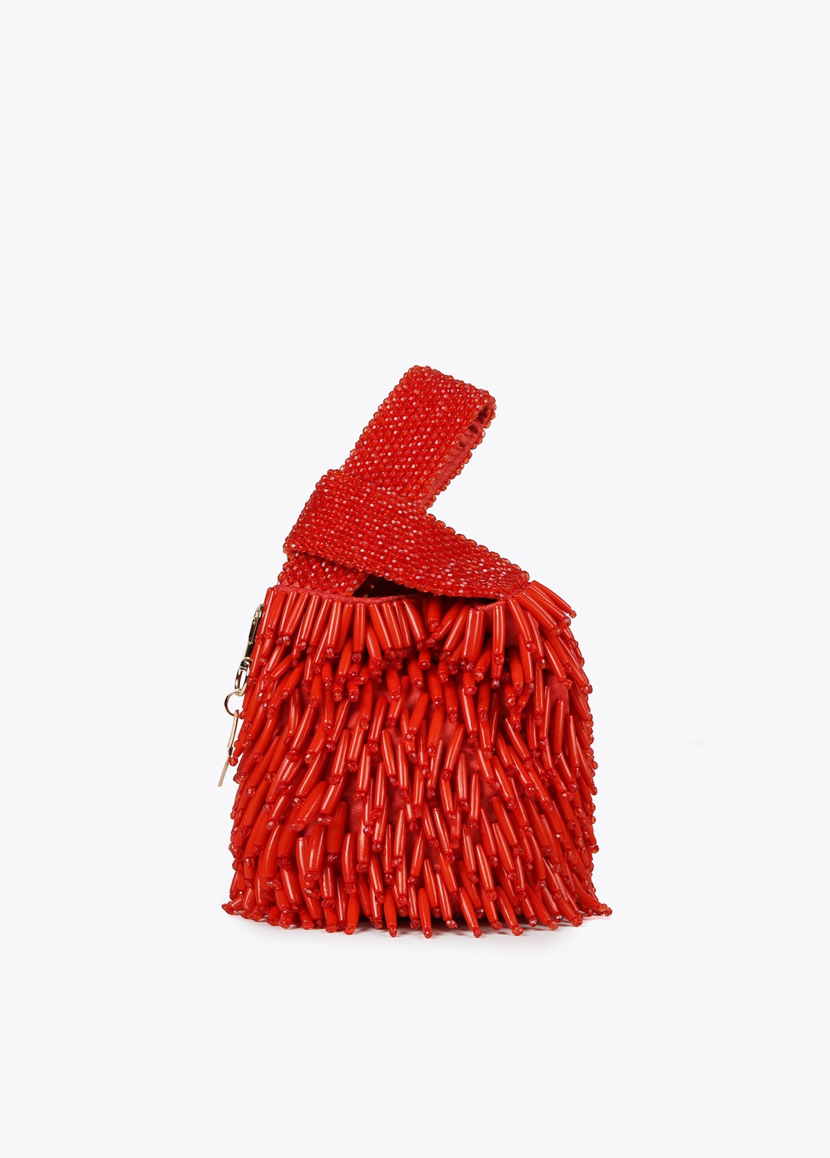 Small bag with coral-effect beading