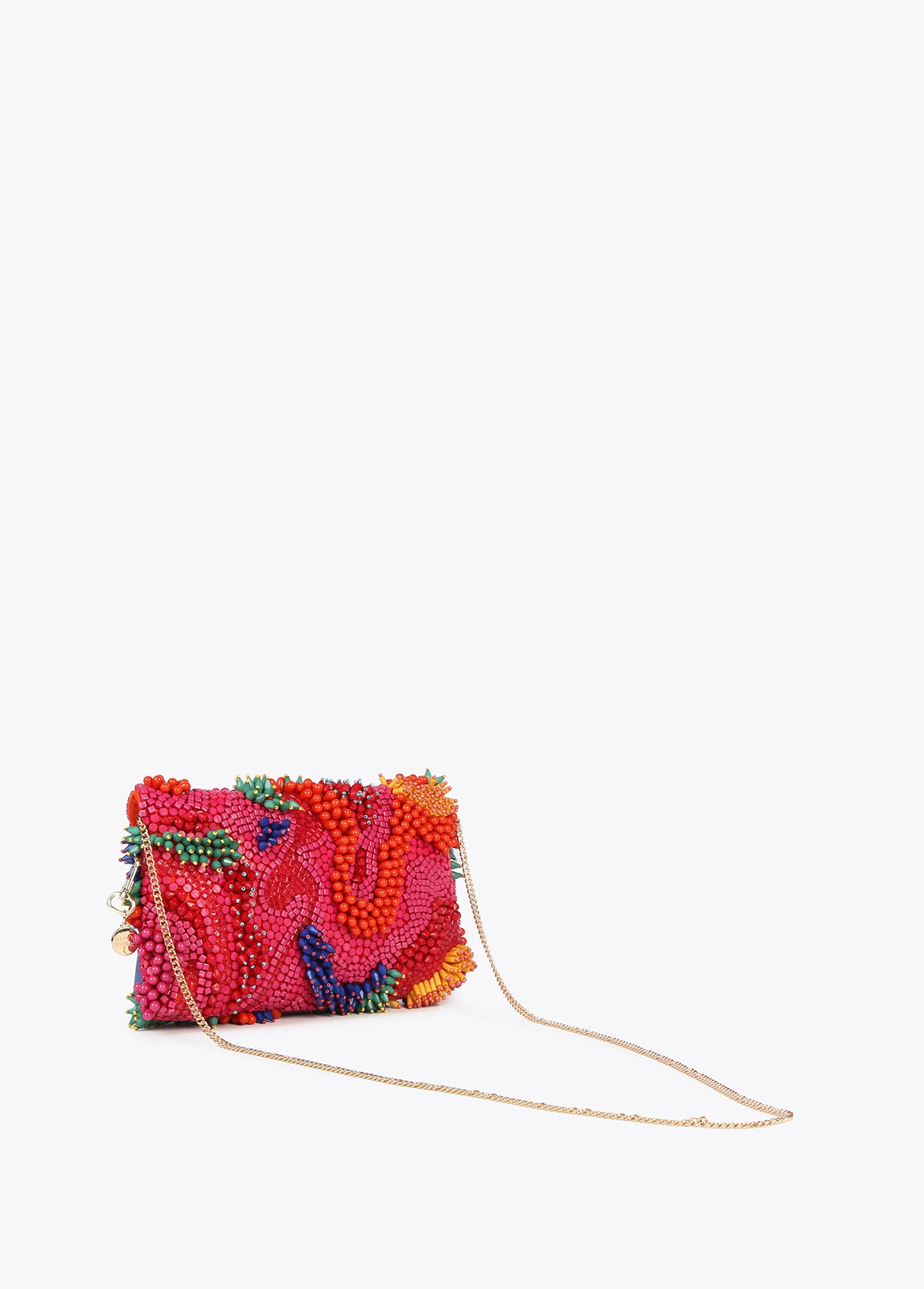 Multicoloured rhinestone clutch bag