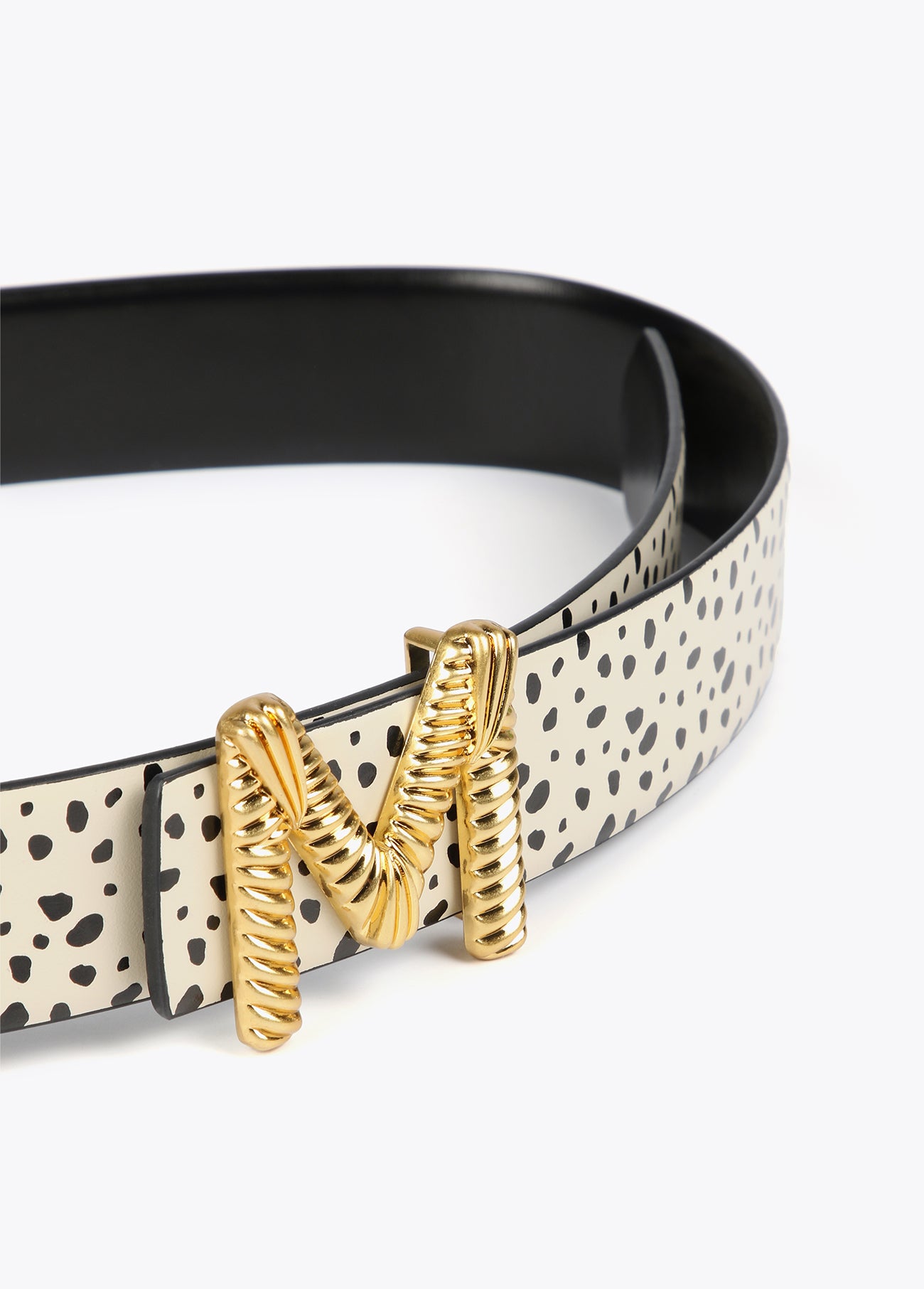 Reversible dalmatian print belt