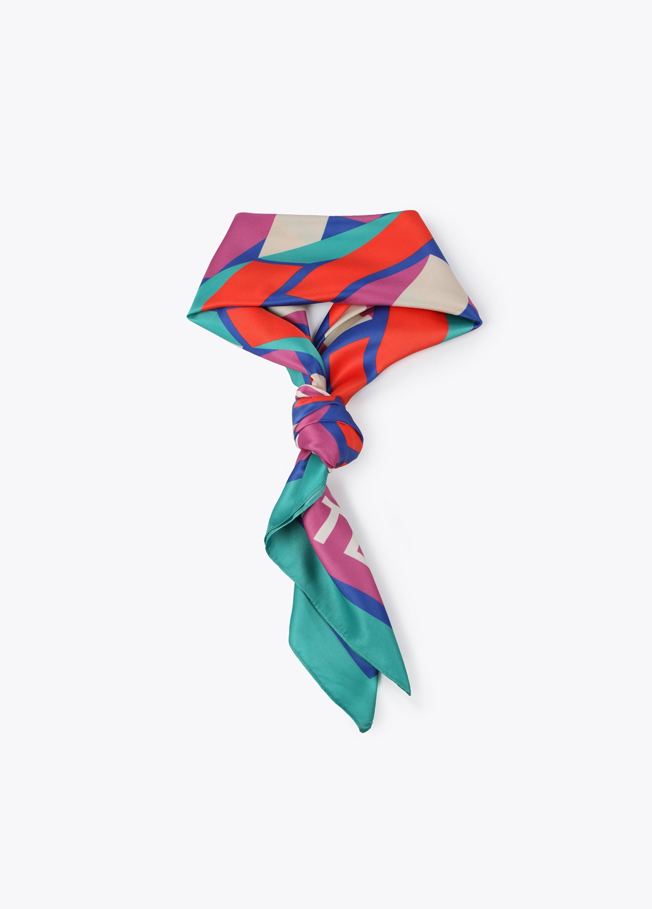 Geometric print satin scarf