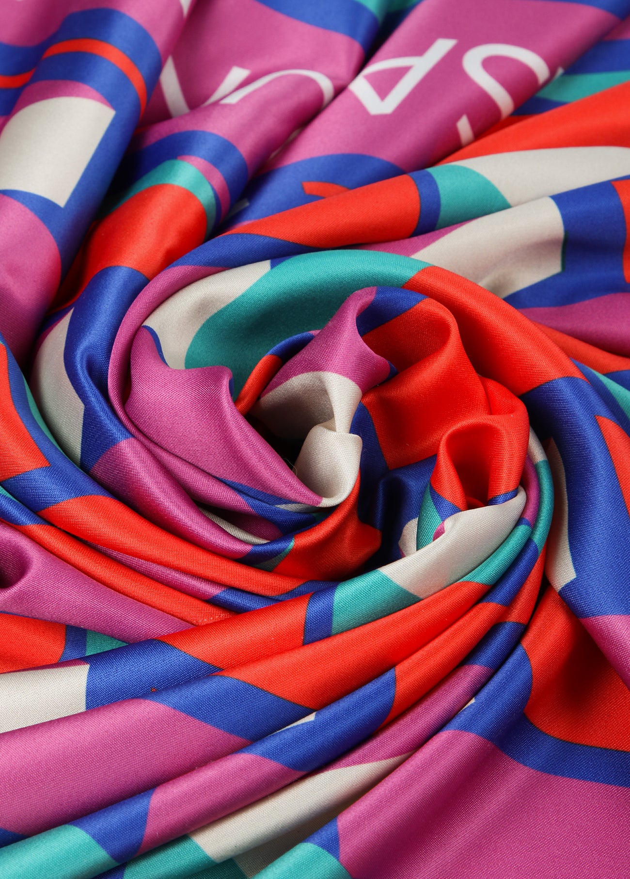 Geometric print satin scarf