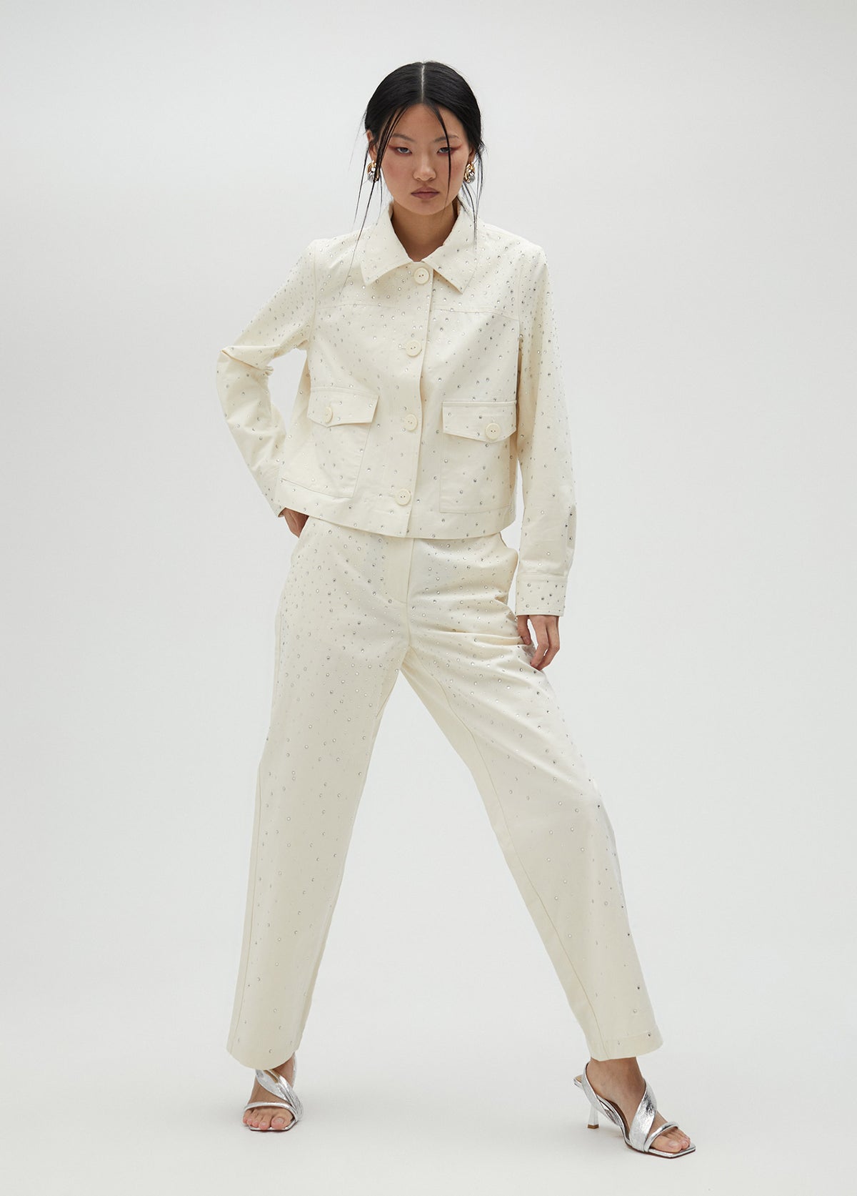 Rhinestone detail trousers