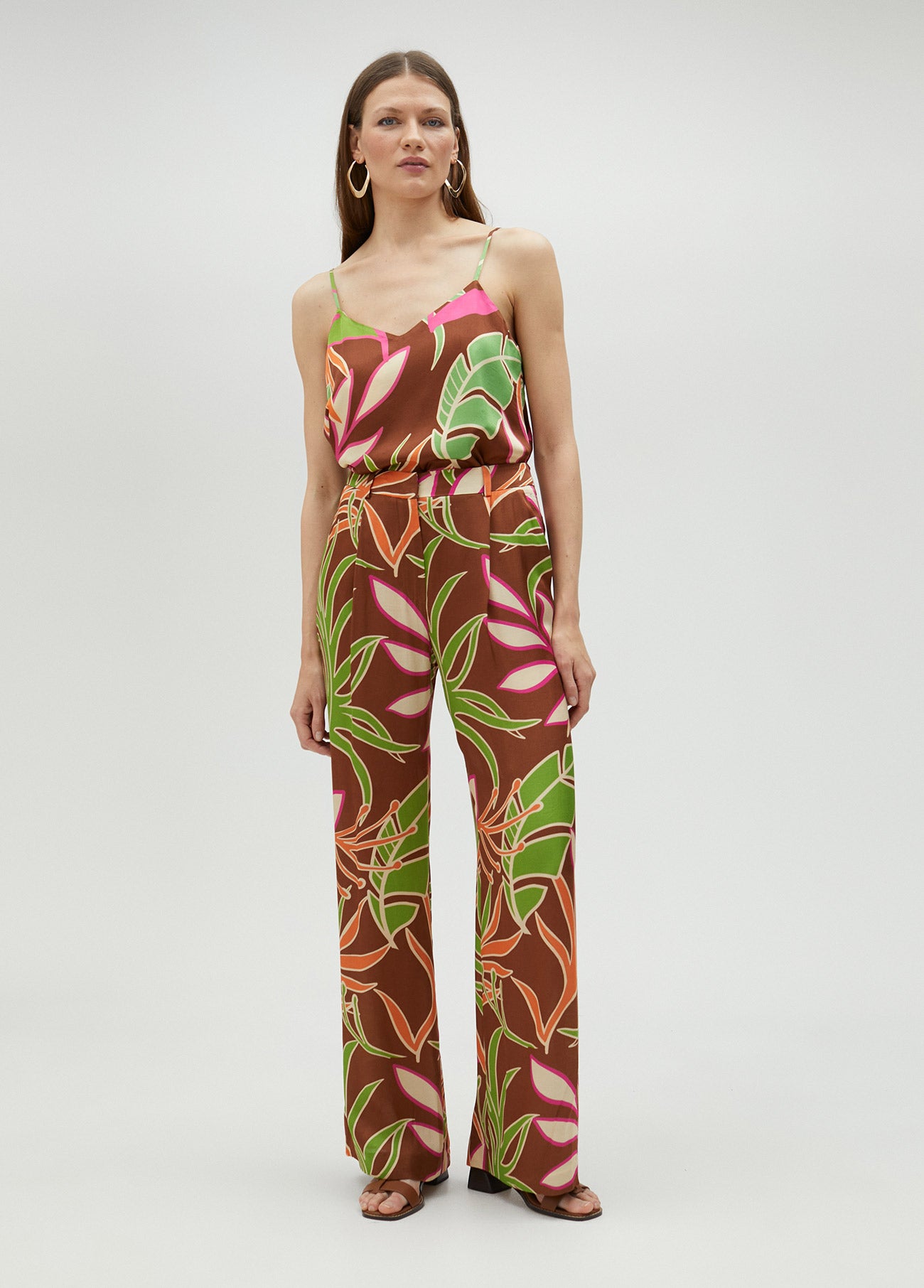 Flowing floral print trousers