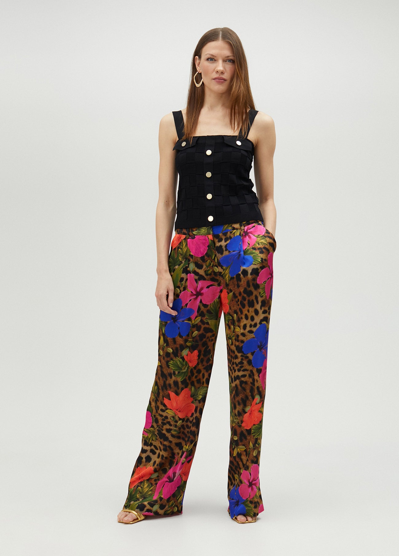 Flowing animal print trousers