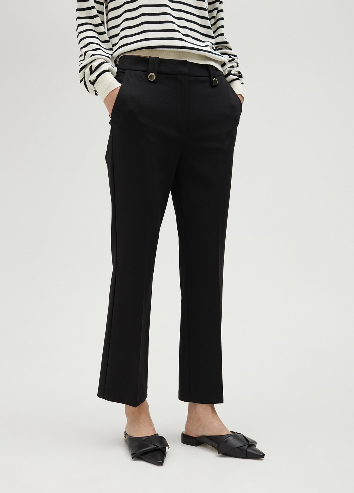 Black slim fit flared trousers