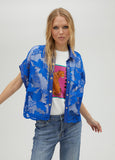 Cropped openwork guipure lace shirt