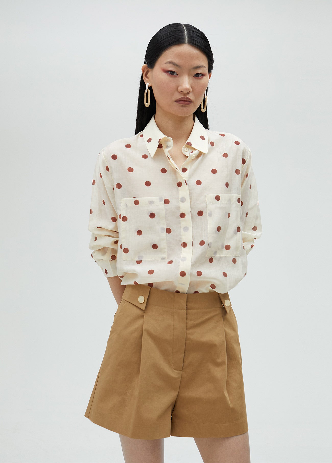 Semi-sheer polka dot shirt