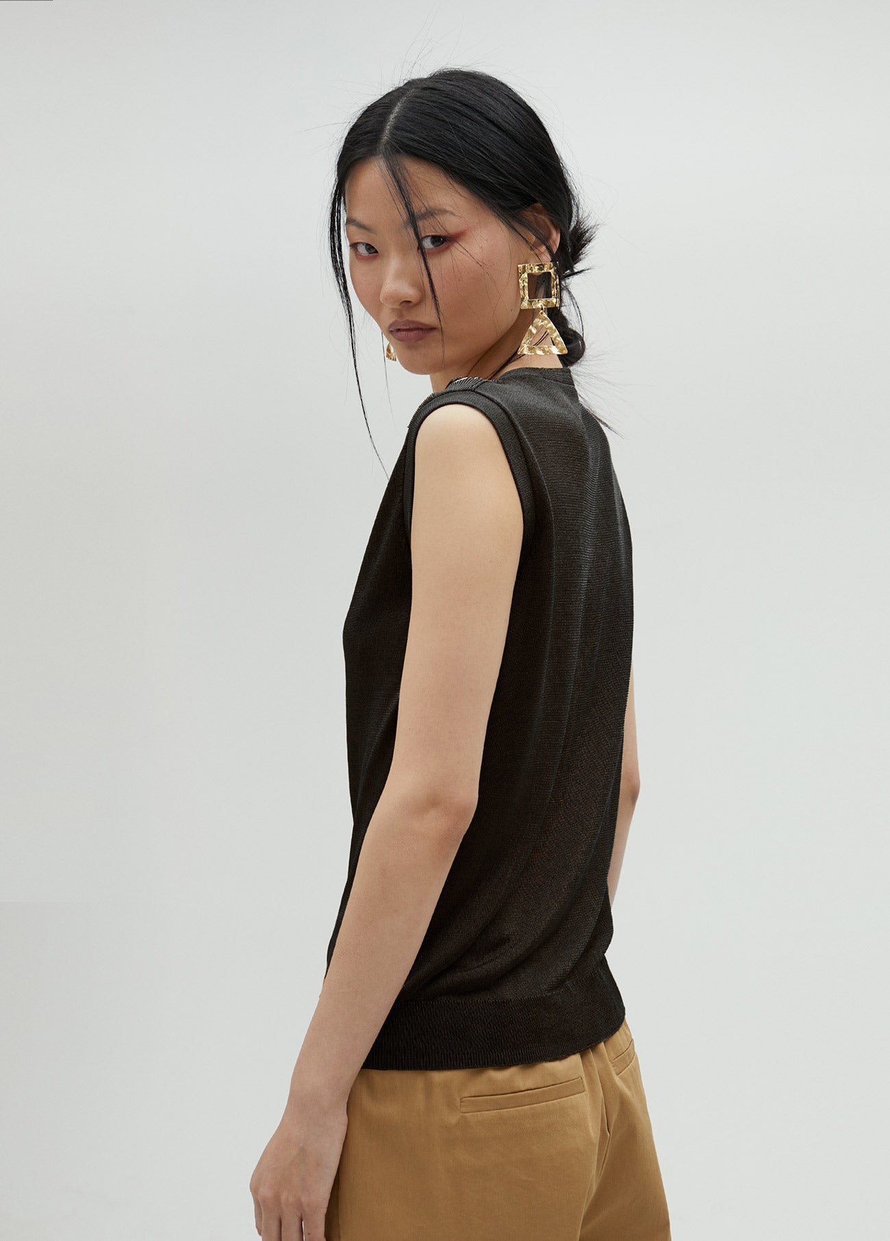Knit top with eyelet details