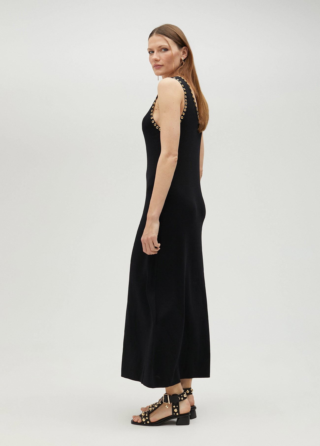 gold eyelet dress