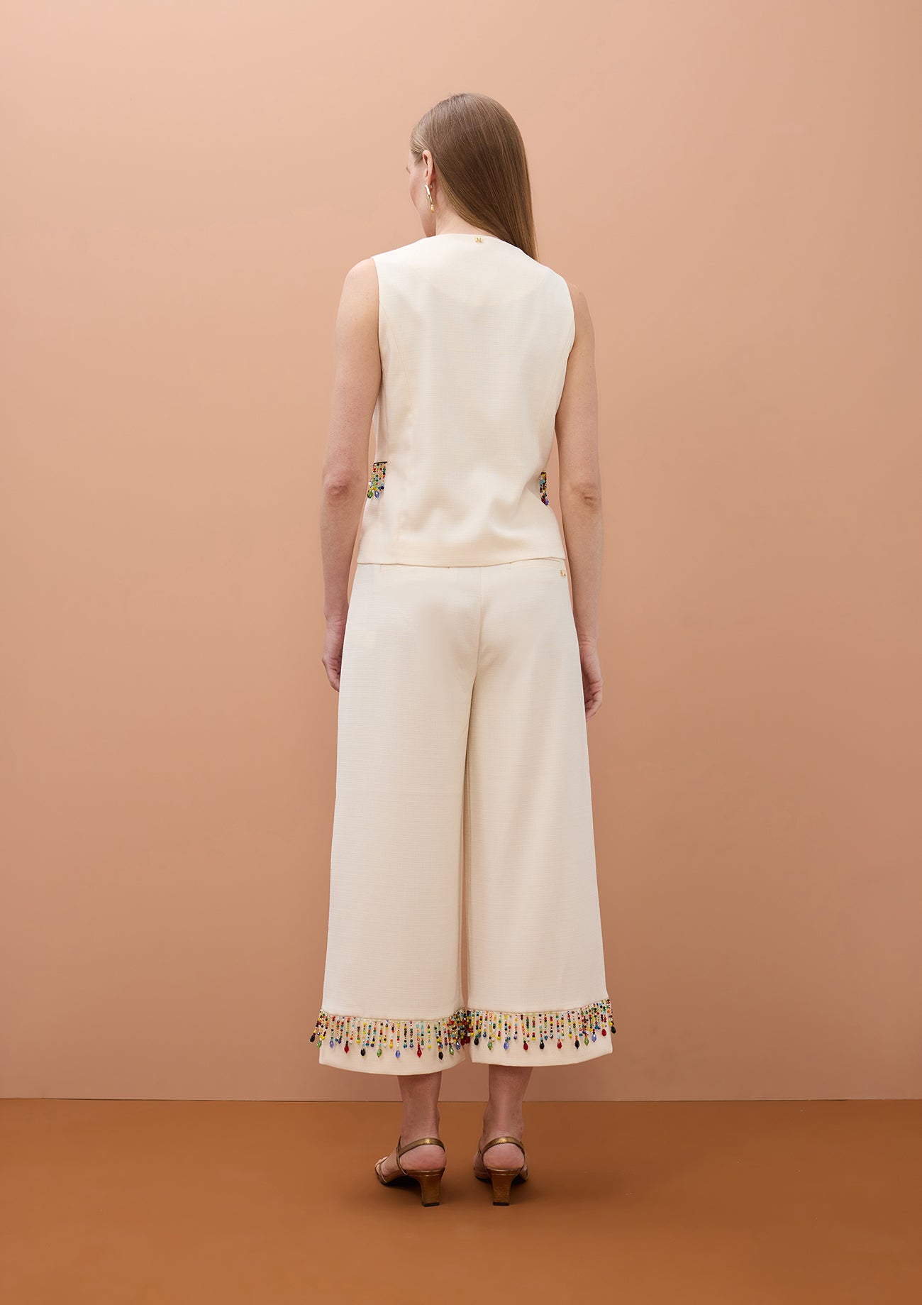 Fitted Vest with Multicolor Stones