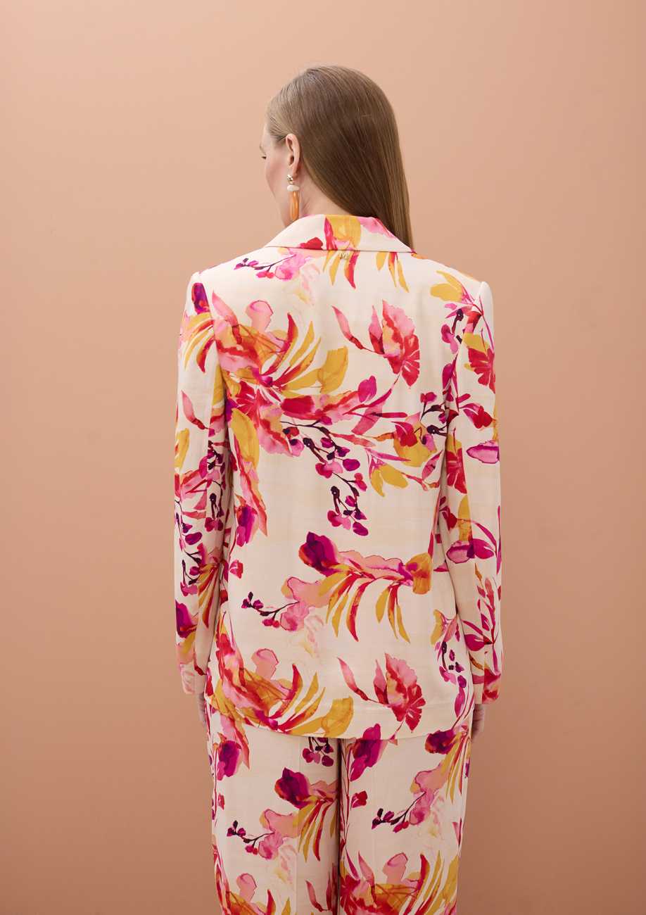 Printed Straight Fluid Blazer