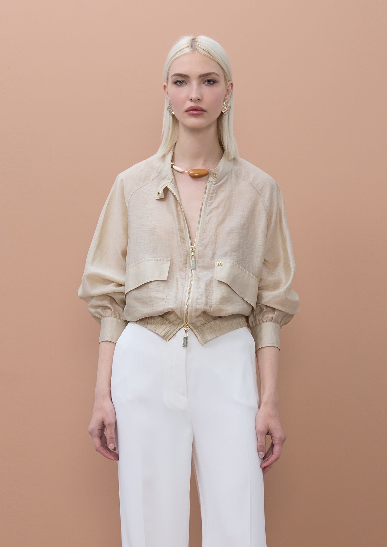 Bomber Jacket with Raglan Sleeves and Pockets