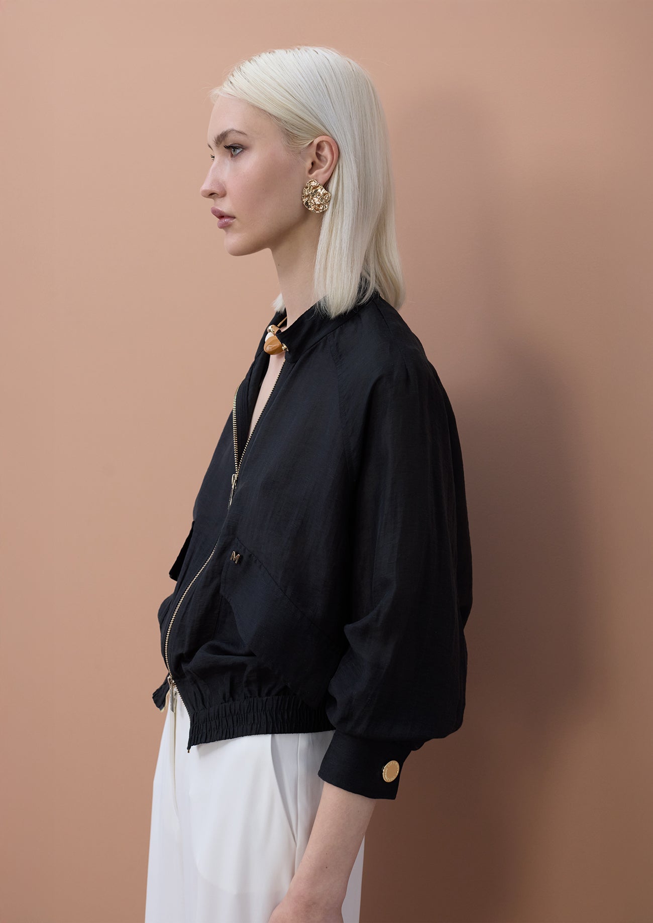 Bomber Jacket with Raglan Sleeves and Pockets