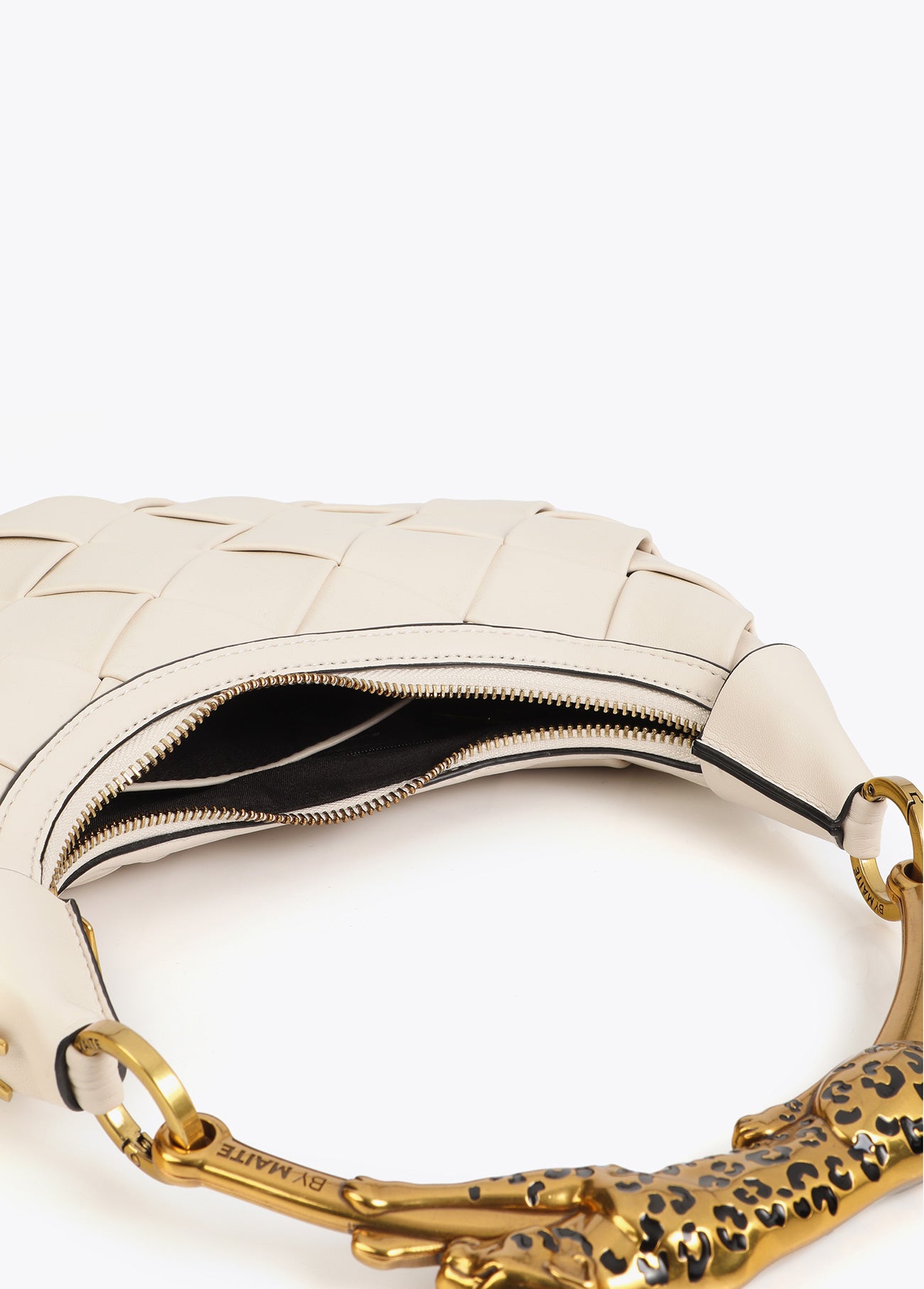 Braided Half Moon Bag Leopard Handle