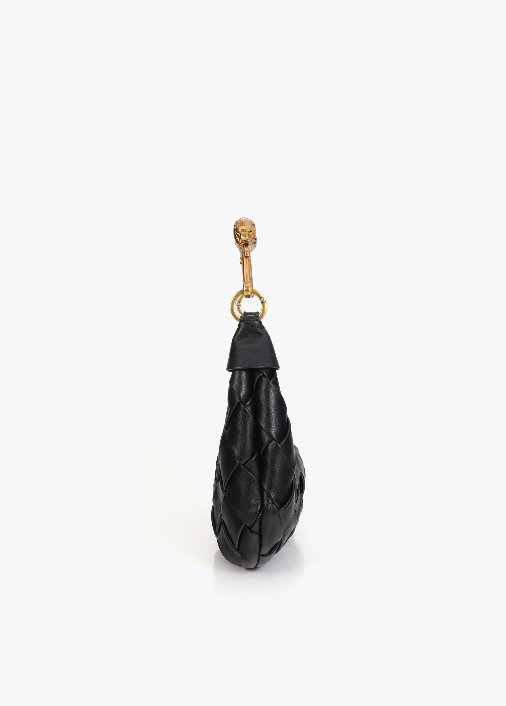 Braided Half Moon Bag Leopard Handle