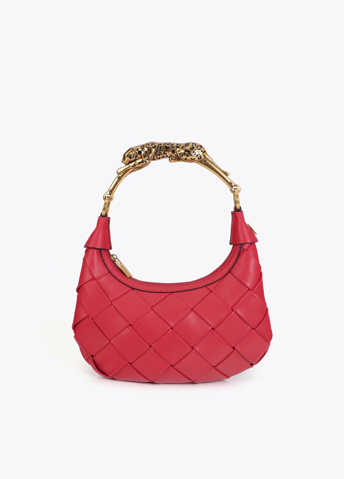 Braided Half Moon Bag Leopard Handle