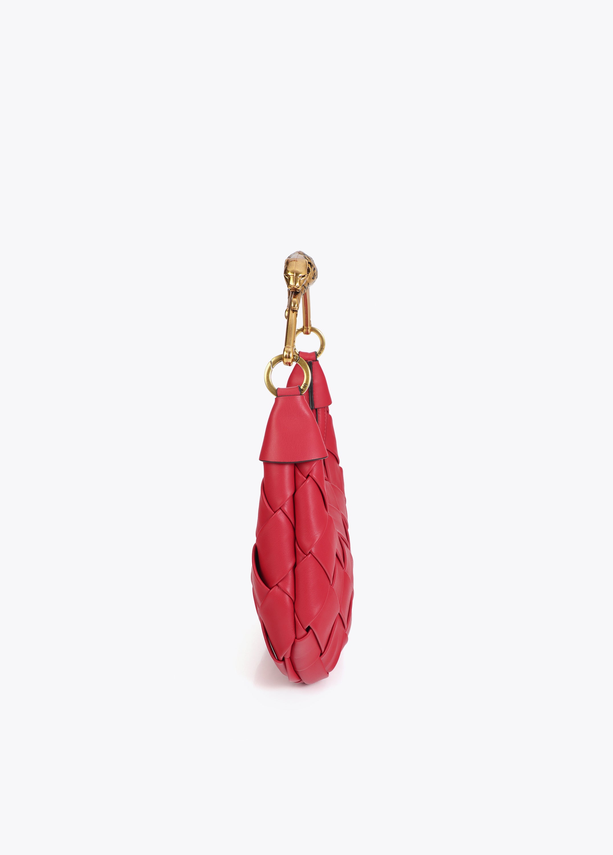Braided Half Moon Bag Leopard Handle