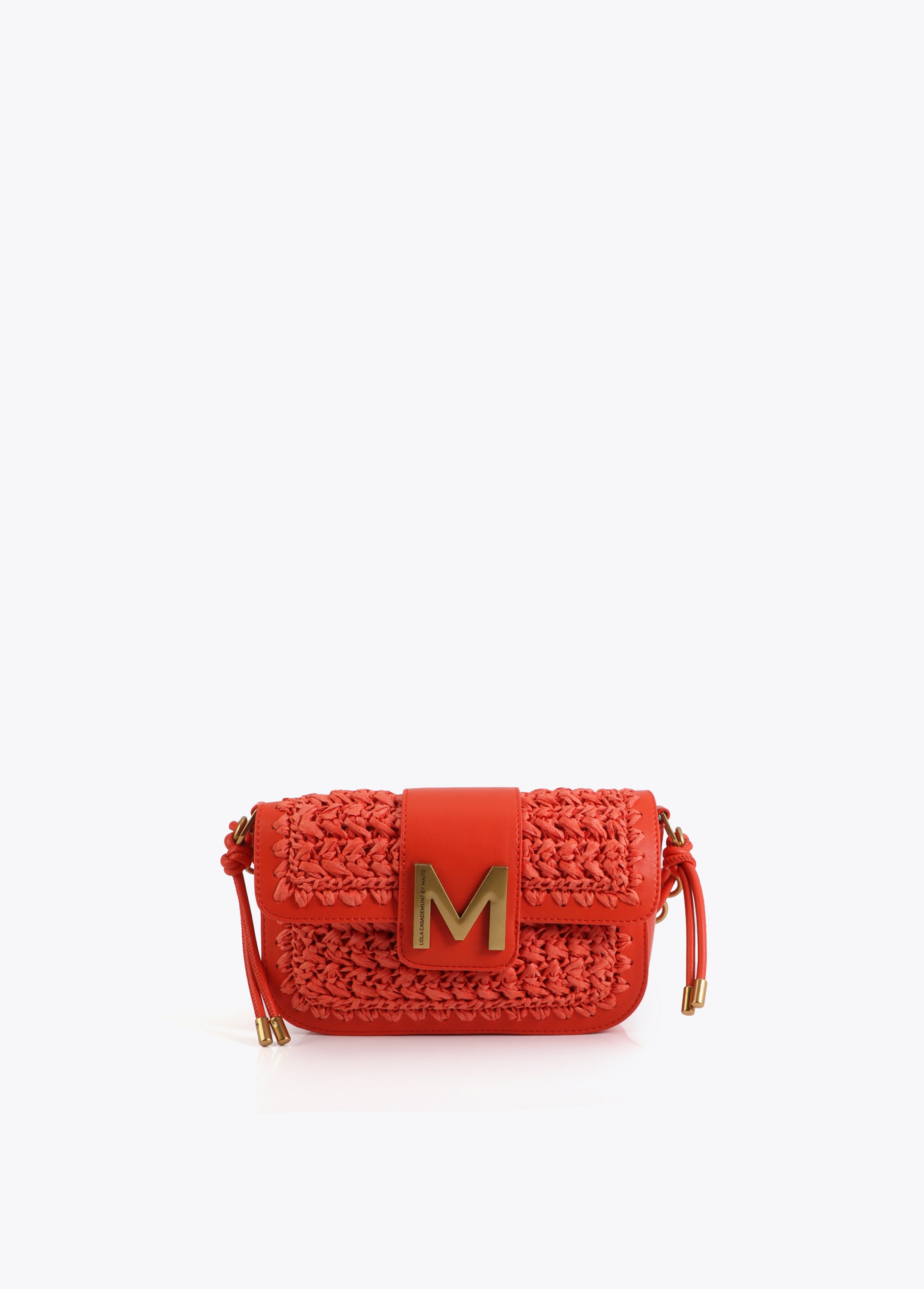 Combined Raffia and Faux Leather Crossbody