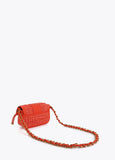 Combined Raffia and Faux Leather Crossbody