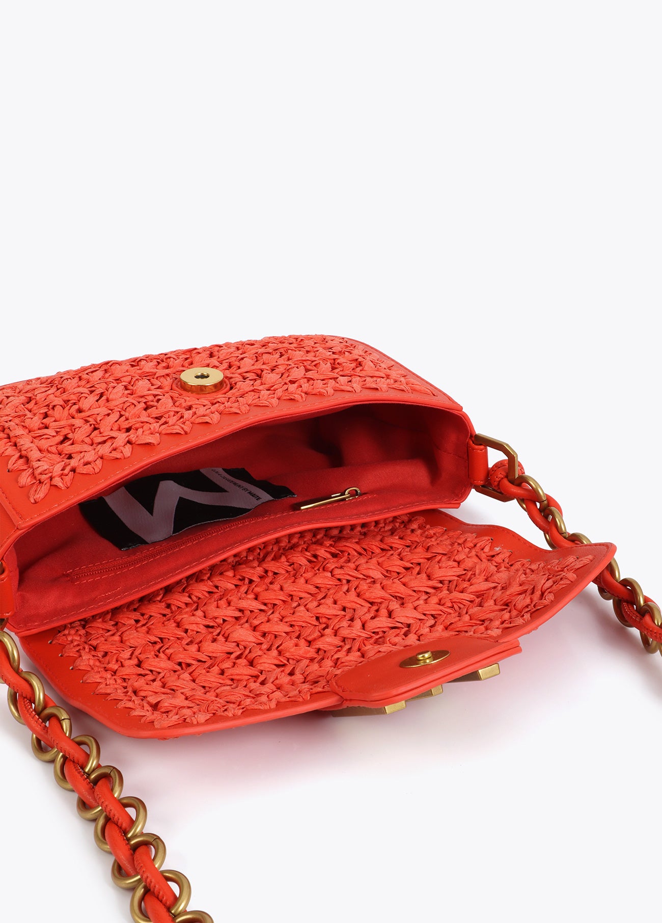 Combined Raffia and Faux Leather Crossbody