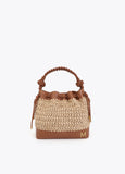 Raffia and Faux Leather Bag