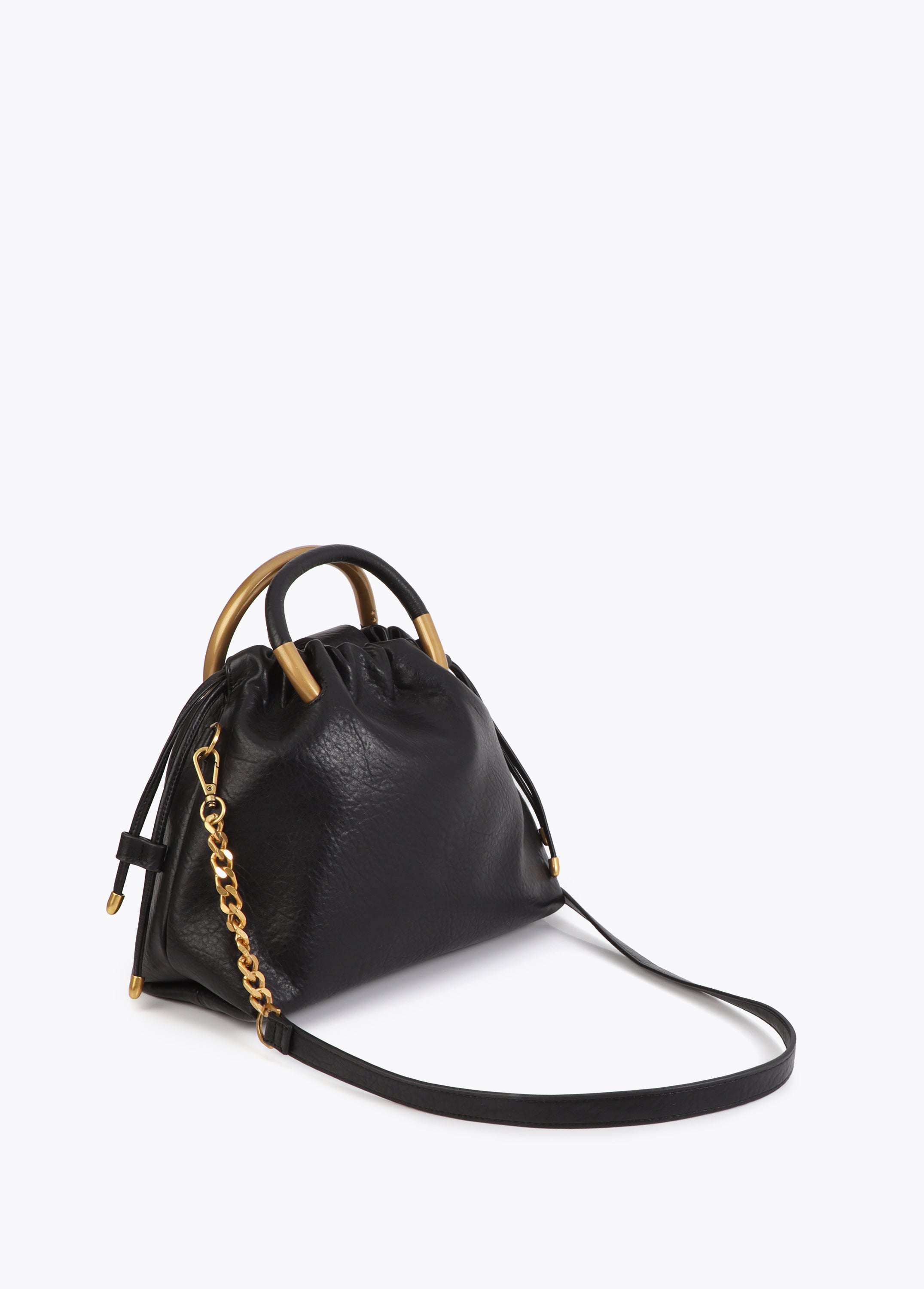 Faux Leather Round Handle Bag